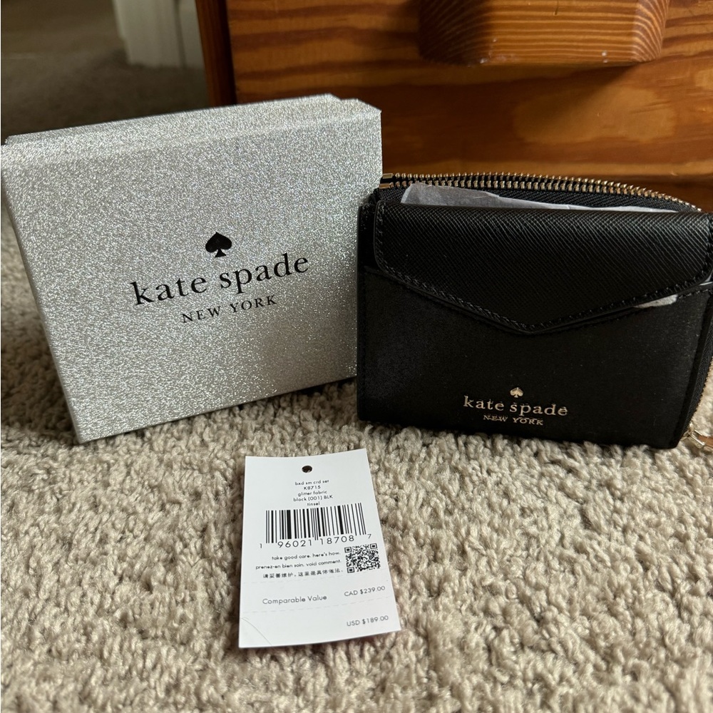 Kate Spade Tinsel Small Wallet Black Glitter